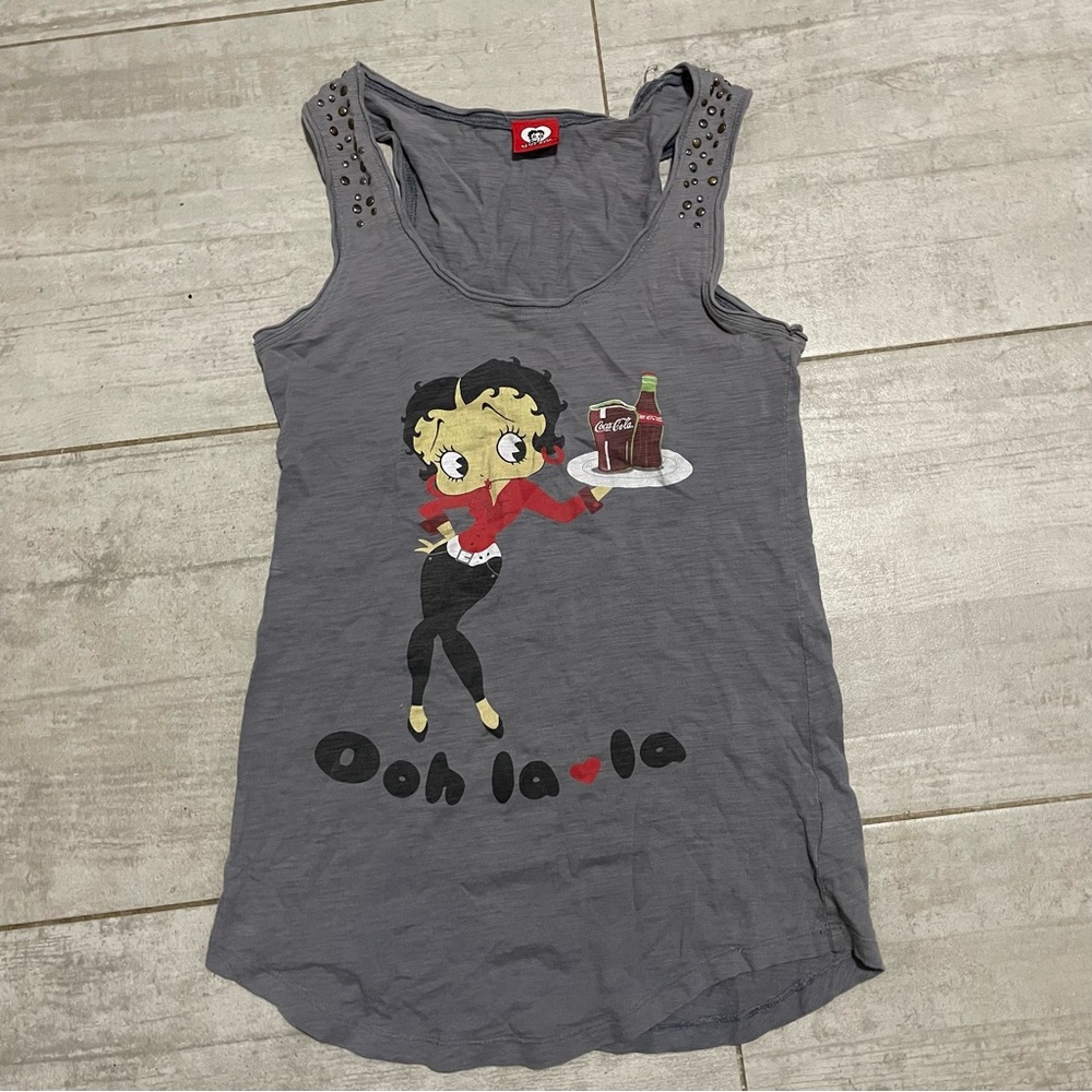 Gray Betty Boop Graphic Tank Top - Picture 2 of 5